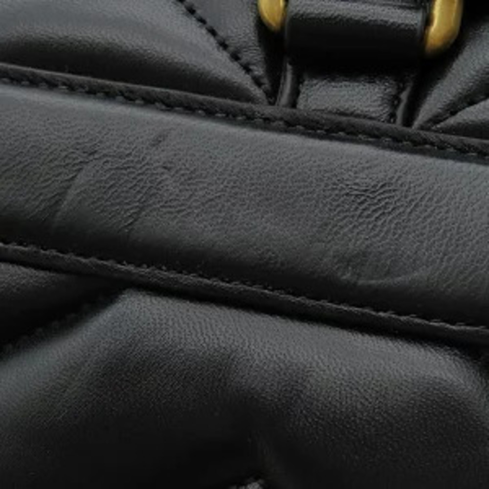 Gucci Marmont Daypack GG Black Rucksack Leather Quilted Backpack - Picture 5 of 6
